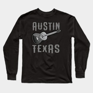 Austin Texas Vintage Guitar Long Sleeve T-Shirt